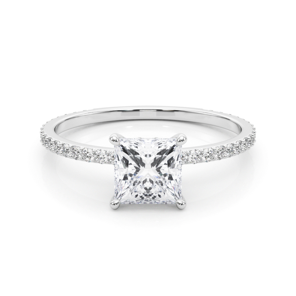 HIDDEN HALO PRINCESS CUT CENTER SINGLE ROW